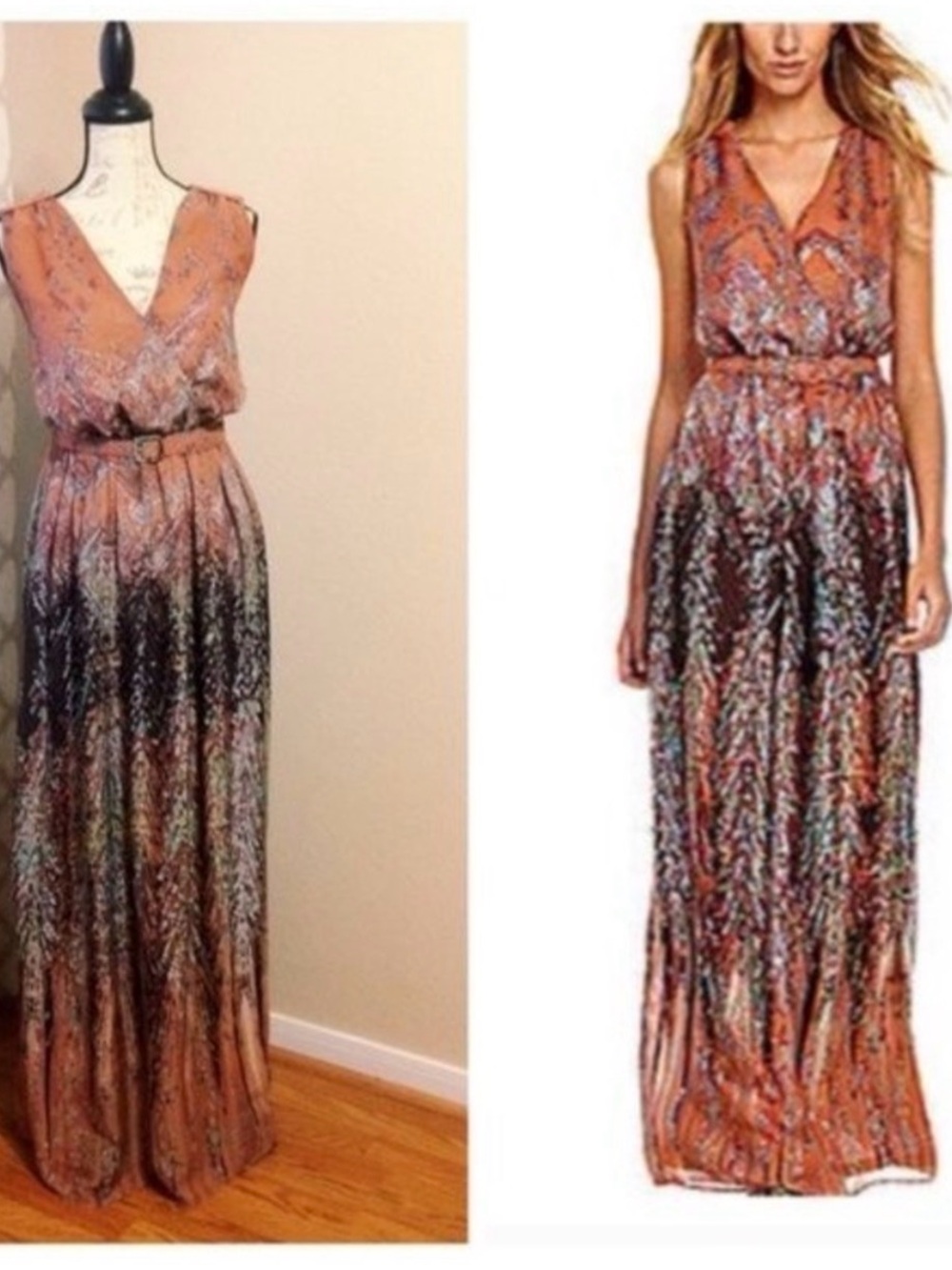 Chelsea & Violet Boho Maxi Dress – v neck long dress with belt
Women’s Size M